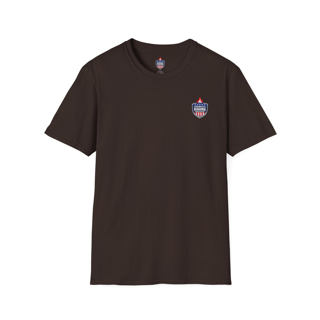 Patriotic Raging Grill BBQ T-Shirt — Small Chest Logo, 4th of July Cookout Tee