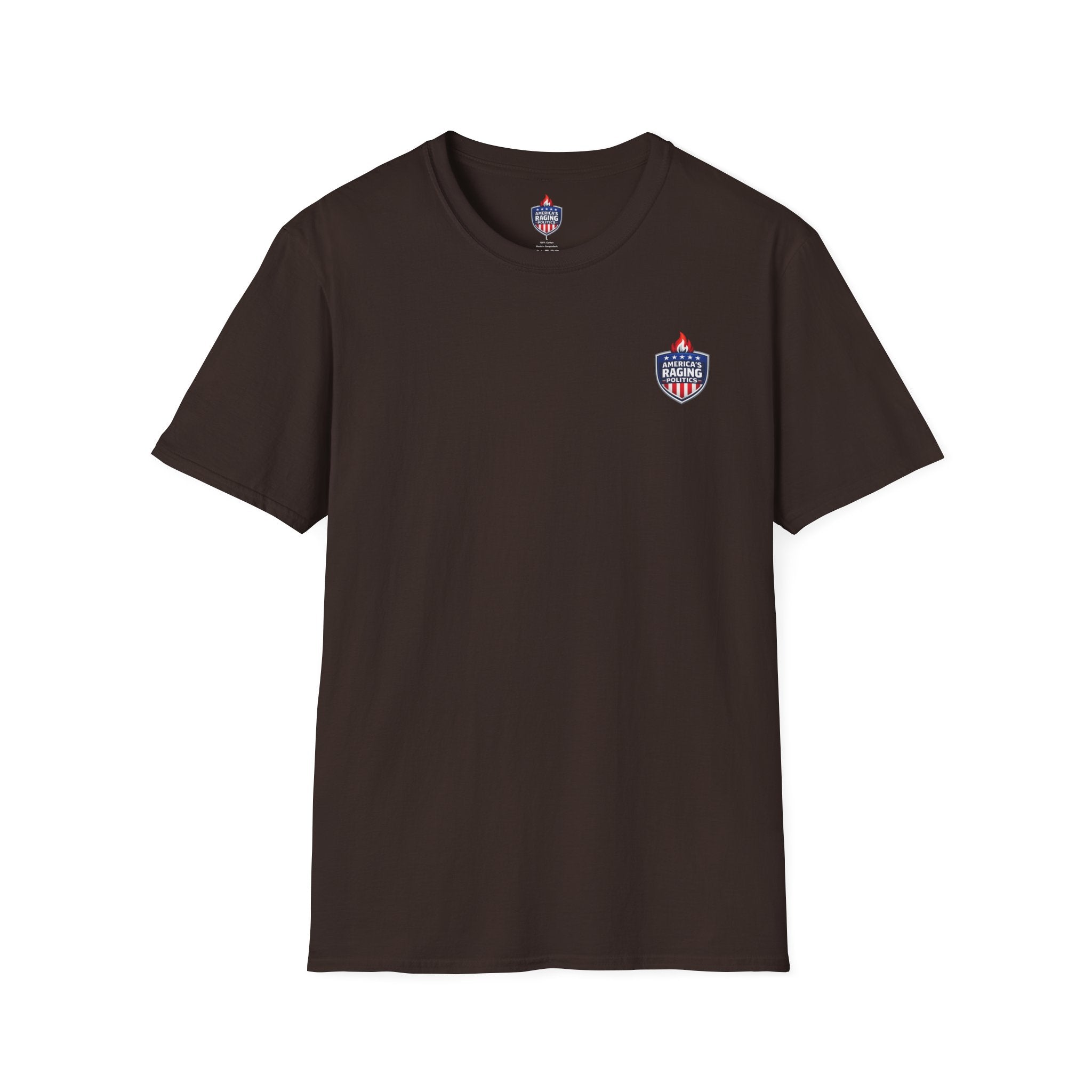 Patriotic Raging Grill BBQ T-Shirt — Small Chest Logo, 4th of July Cookout Tee