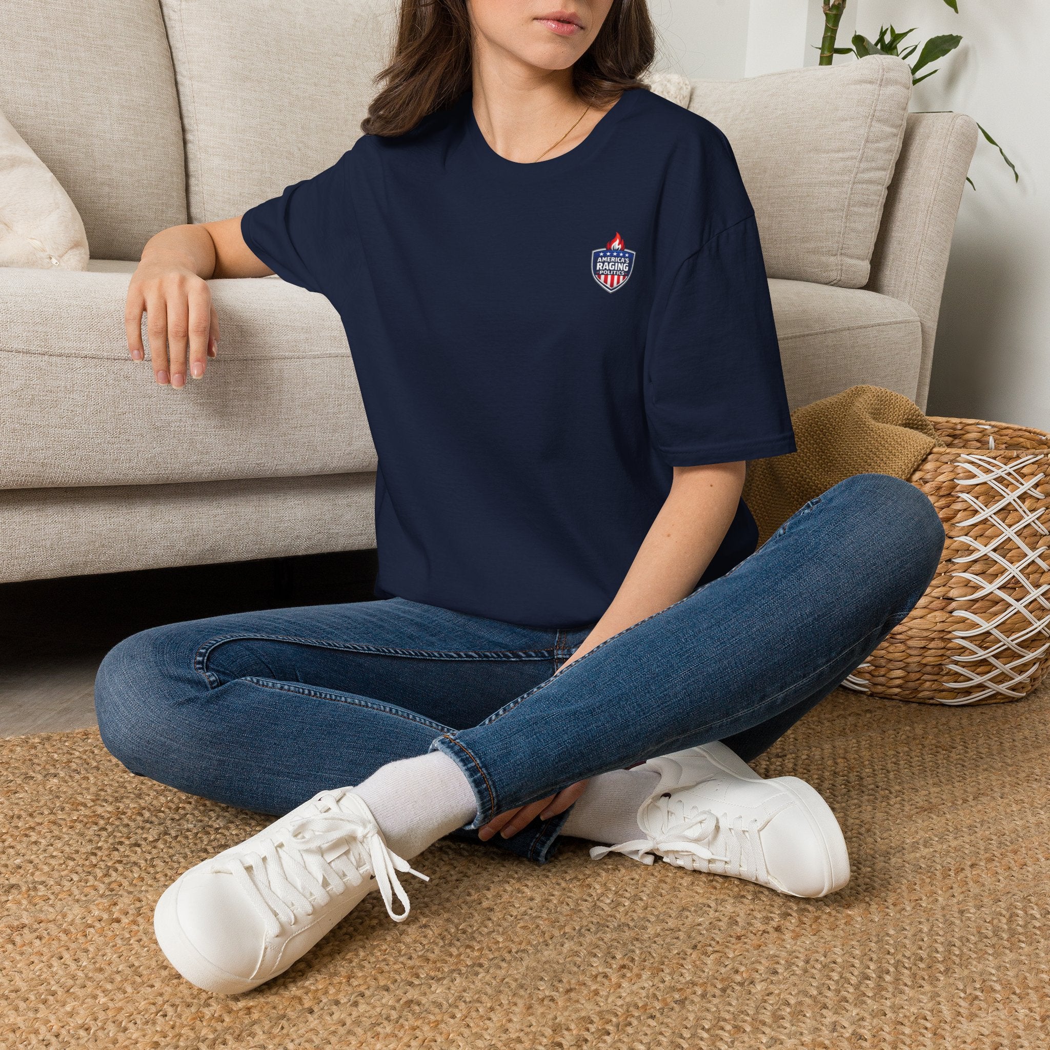 Patriotic Raging Grill BBQ T-Shirt — Small Chest Logo, 4th of July Cookout Tee