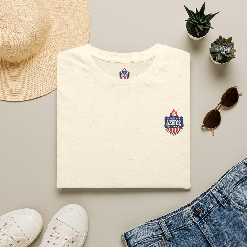 Patriotic Raging Grill BBQ T-Shirt — Small Chest Logo, 4th of July Cookout Tee