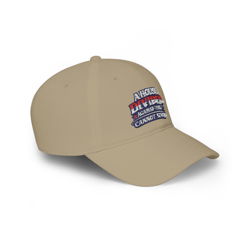 Low Profile Baseball Cap - "A House Divided Against Itself Cannot Stand" Patriotic Embroidered Hat - Americas RAGING Politics