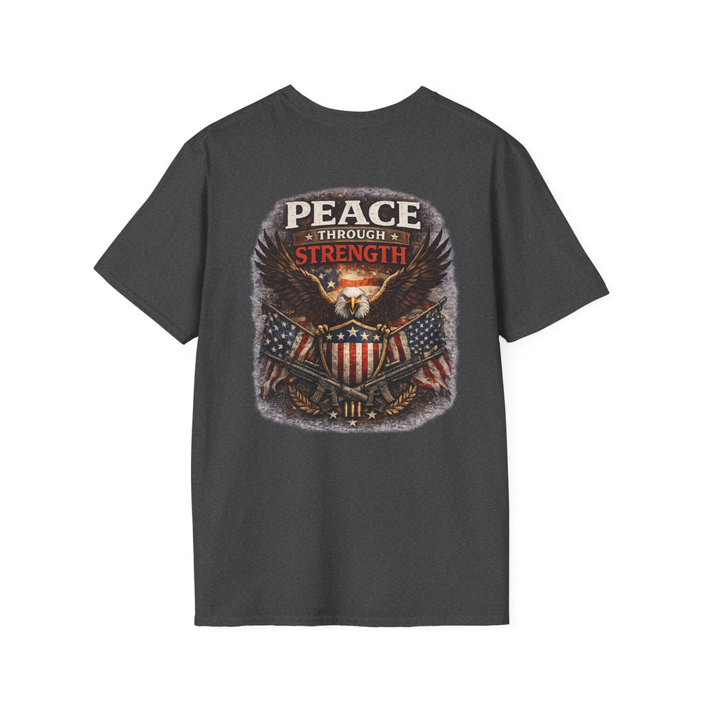 Peace Through Strength – Patriotic Eagle T-Shirt 🇺🇸 - Americas RAGING Politics