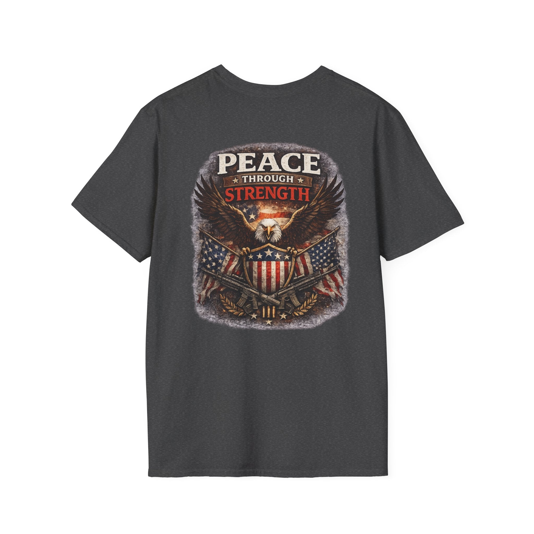 Peace Through Strength – Patriotic Eagle T-Shirt 🇺🇸 - Americas RAGING Politics