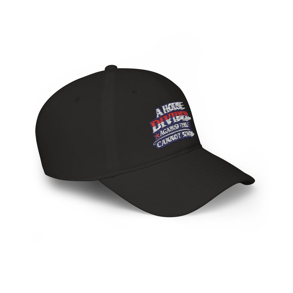 Low Profile Baseball Cap - "A House Divided Against Itself Cannot Stand" Patriotic Embroidered Hat - Americas RAGING Politics