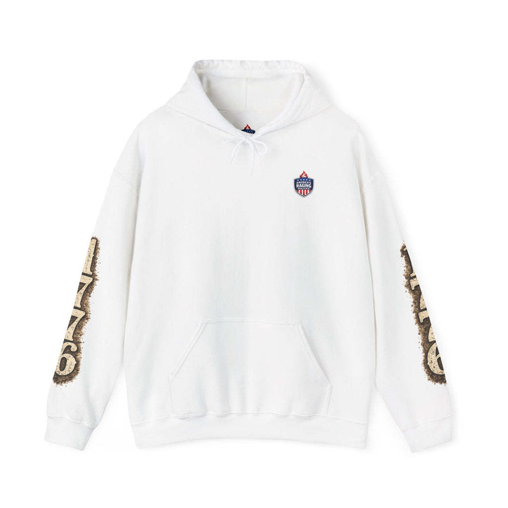 1776 Patriotic Hoodie – "Born 1776" American Flag Design - Americas RAGING Politics