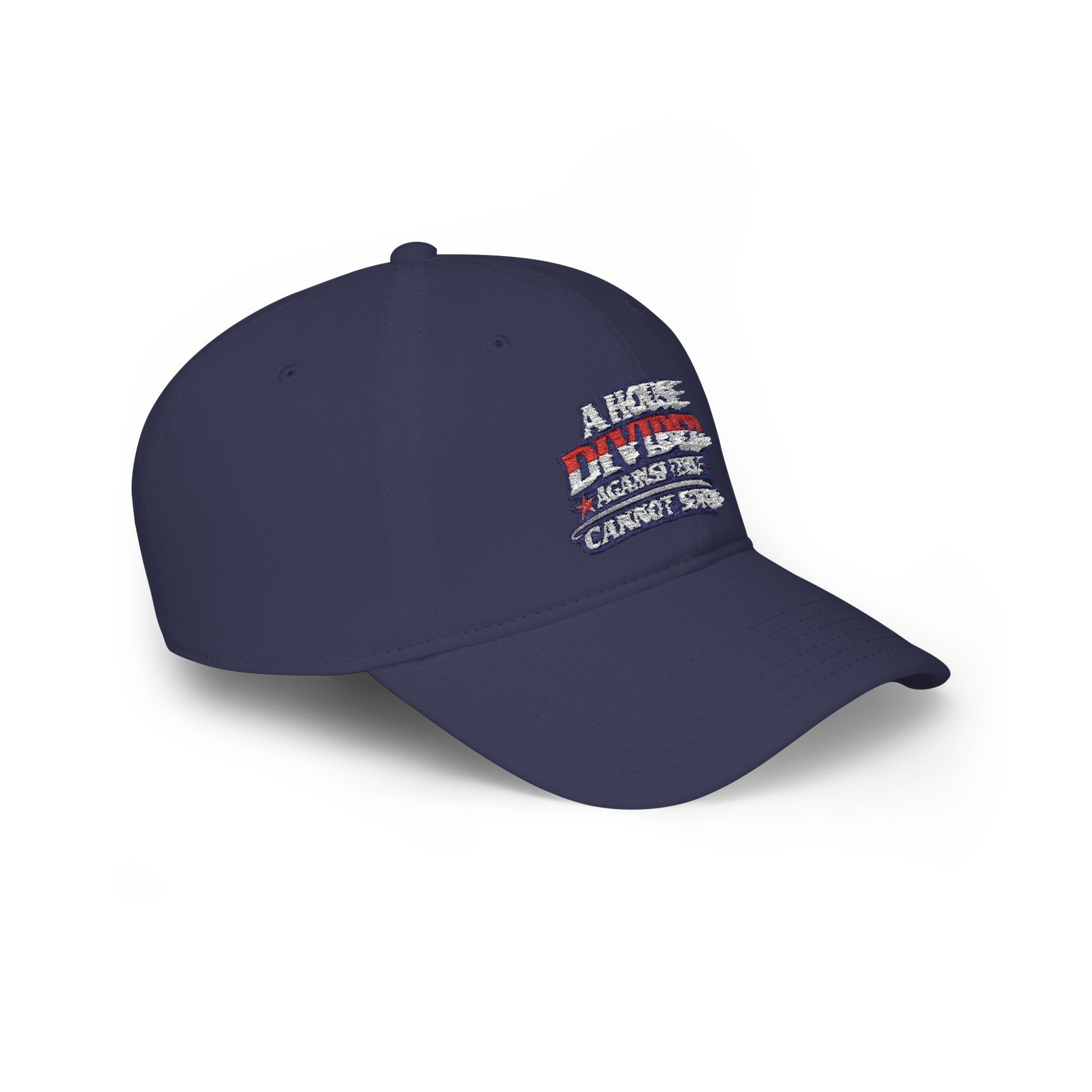 Low Profile Baseball Cap - "A House Divided Against Itself Cannot Stand" Patriotic Embroidered Hat - Americas RAGING Politics