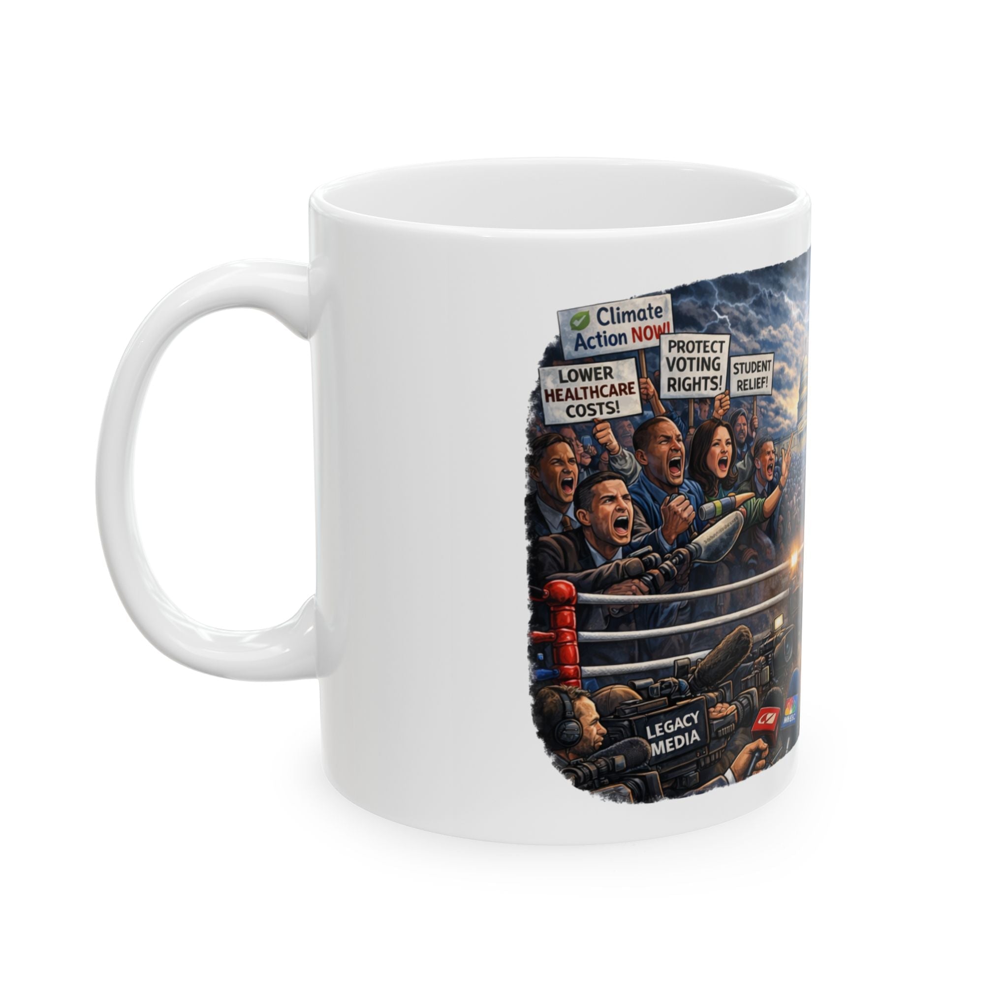 Political Ceramic Mug — Trump vs. Media Coffee Cup (11oz/15oz) - Americas RAGING Politics