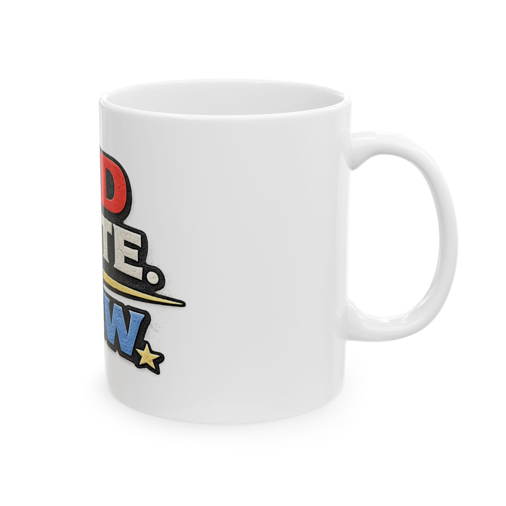 Red, White & Brew Ceramic Mug — Patriotic 11oz/15oz Coffee Cup - Americas RAGING Politics