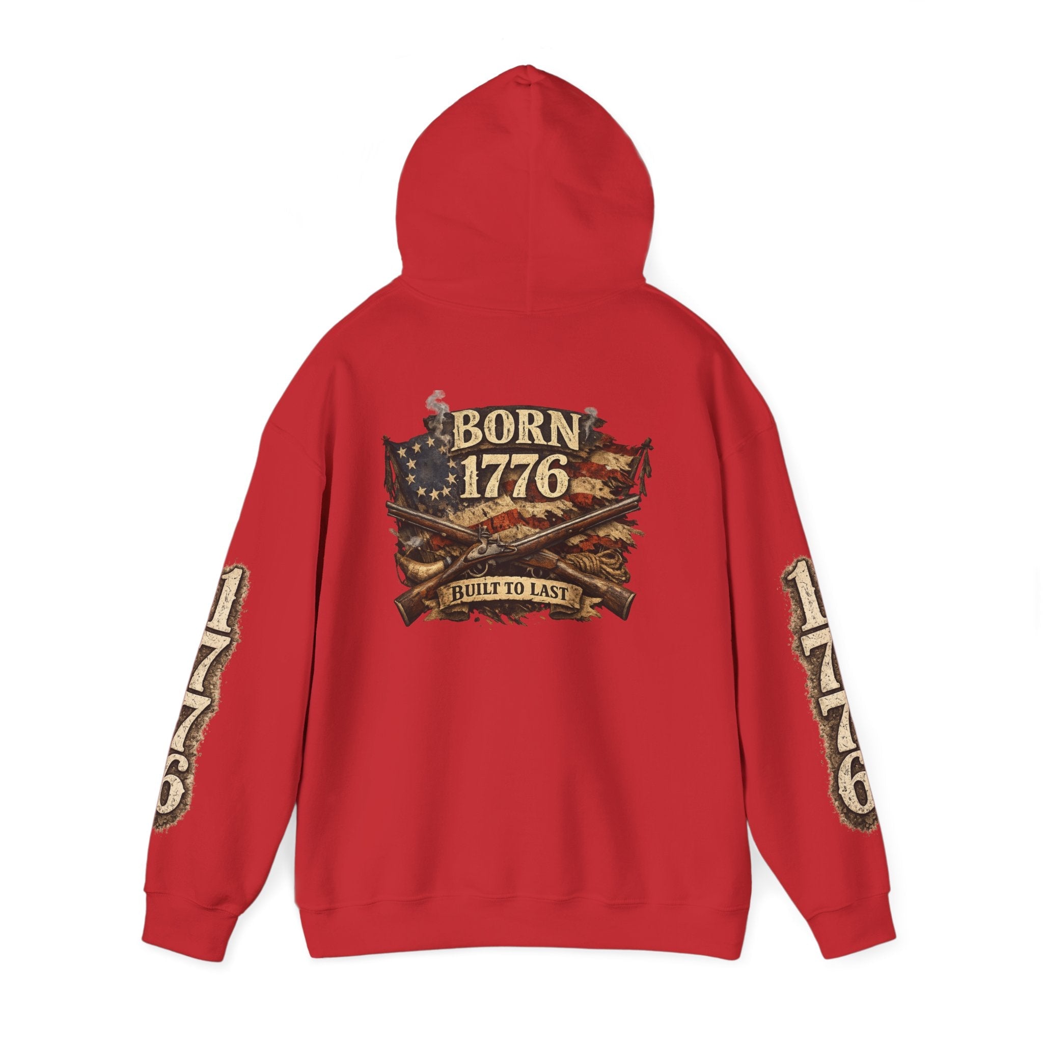 1776 Patriotic Hoodie – "Born 1776" American Flag Design - Americas RAGING Politics