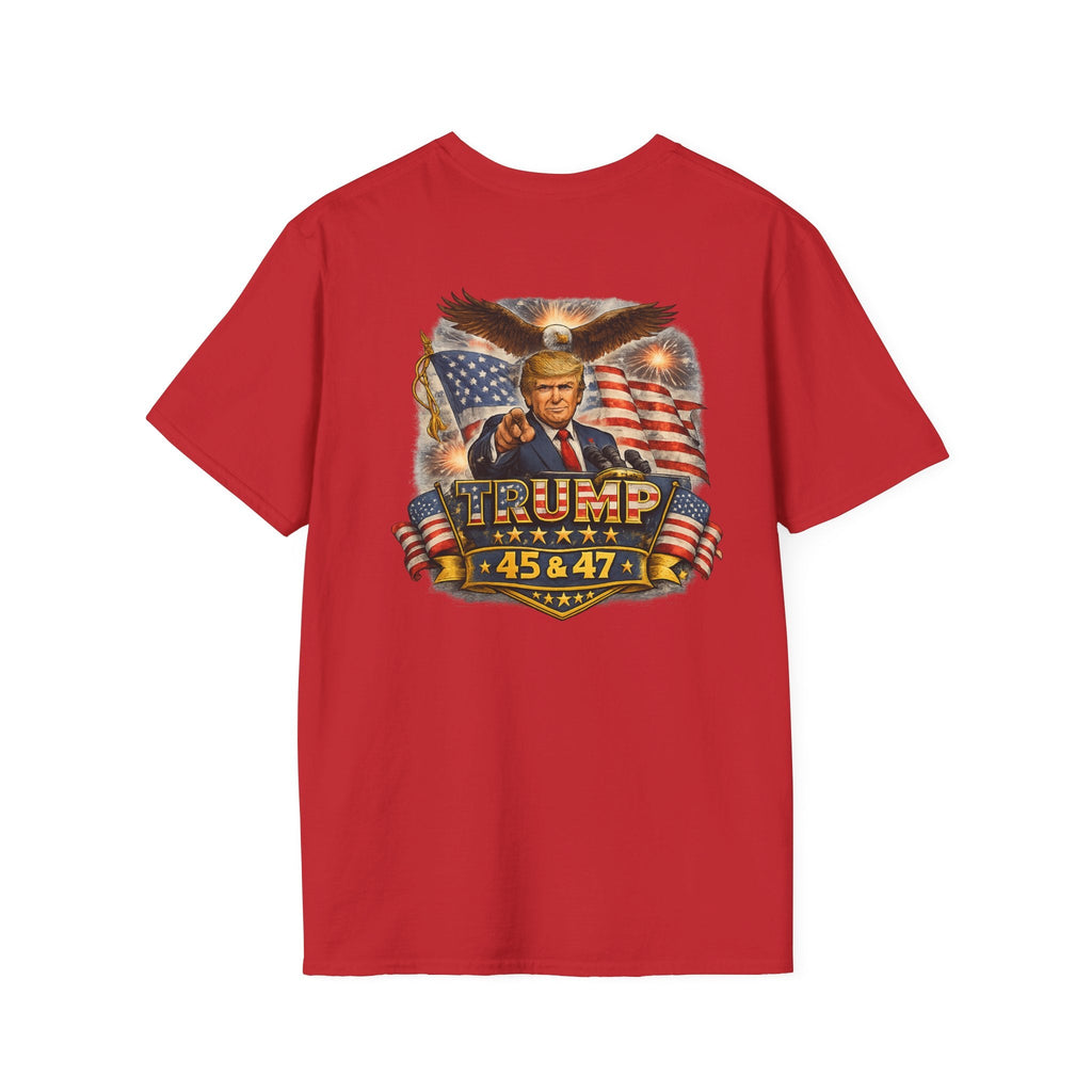 Trump 45 & 47 Patriotic T-Shirt — American Flag Eagle Graphic Tee - Americas RAGING Politics