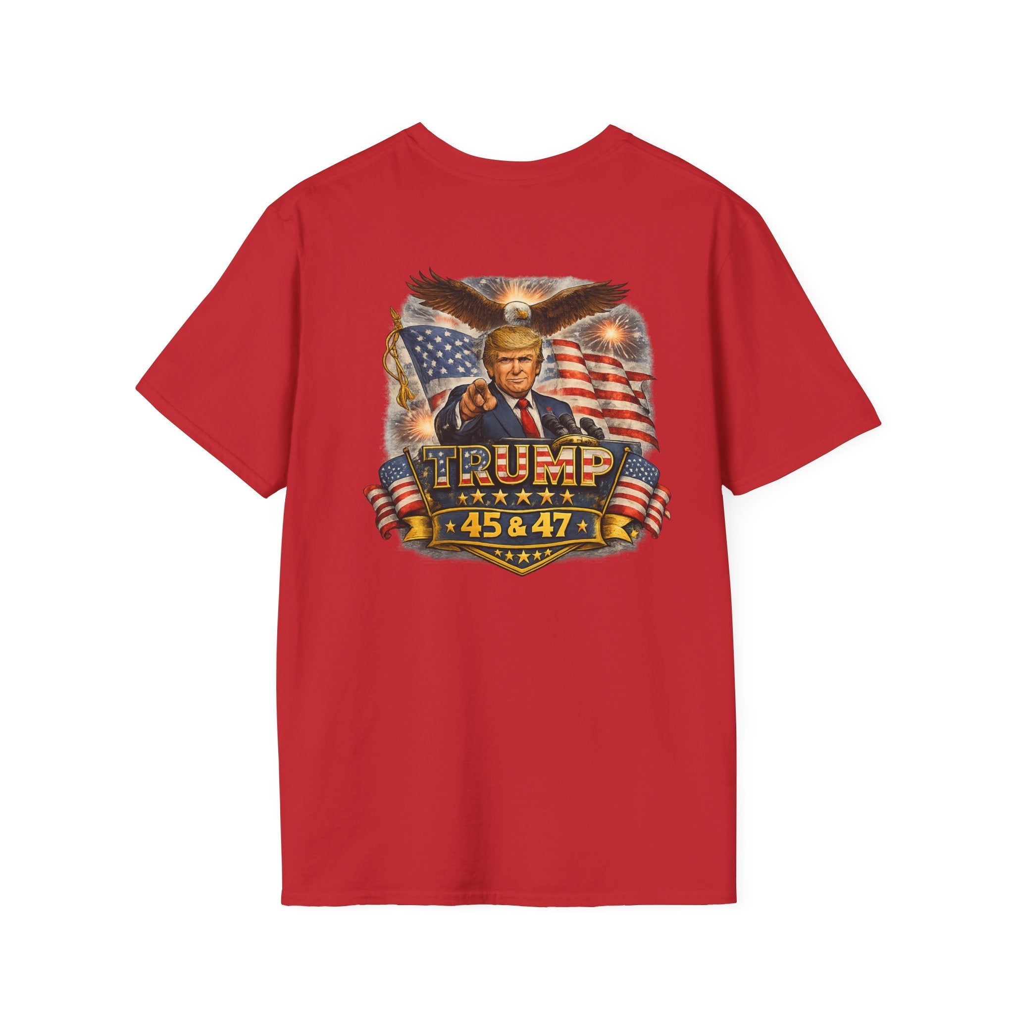 Trump 45 & 47 Patriotic T-Shirt — American Flag Eagle Graphic Tee - Americas RAGING Politics