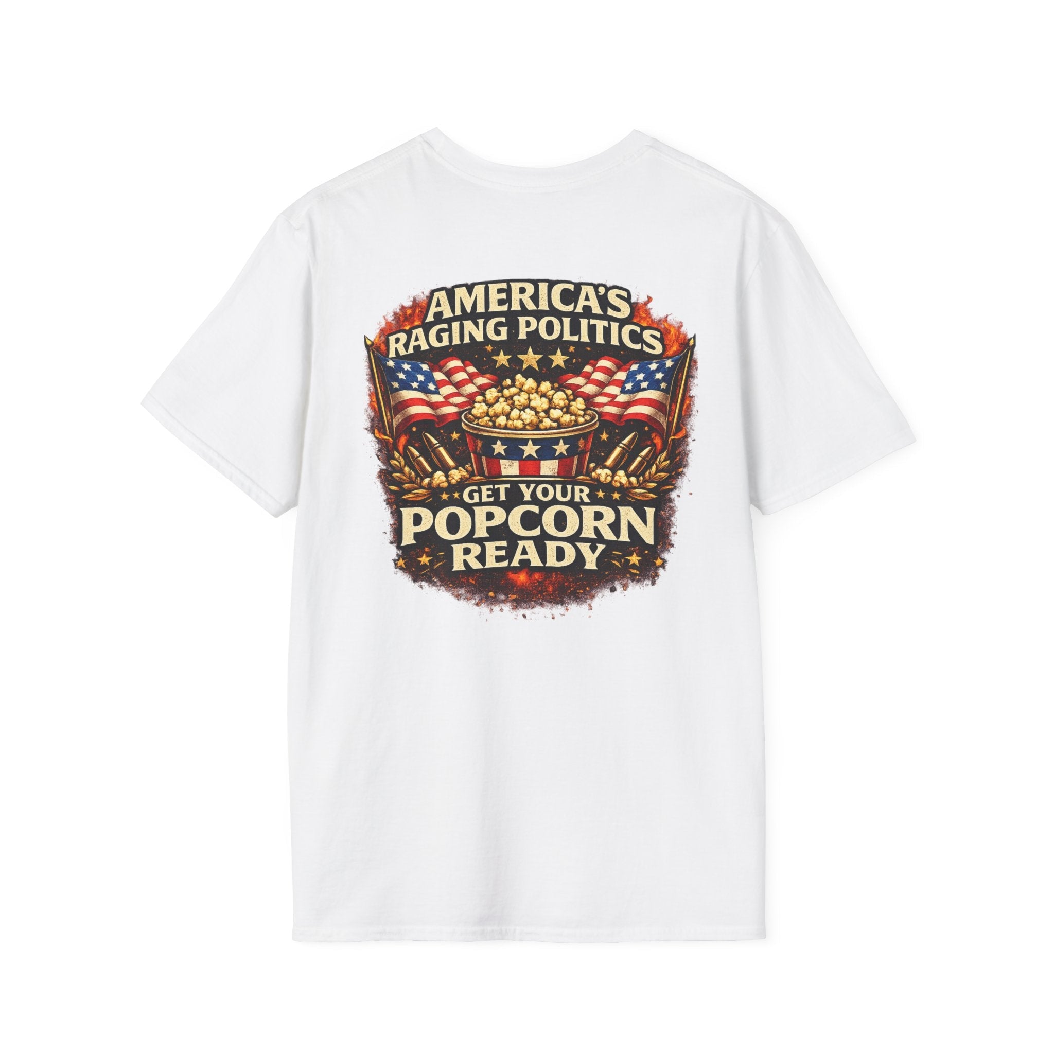 America's Raging Politics T-Shirt – "Get Your Popcorn Ready" Patriotic Tee - Americas RAGING Politics