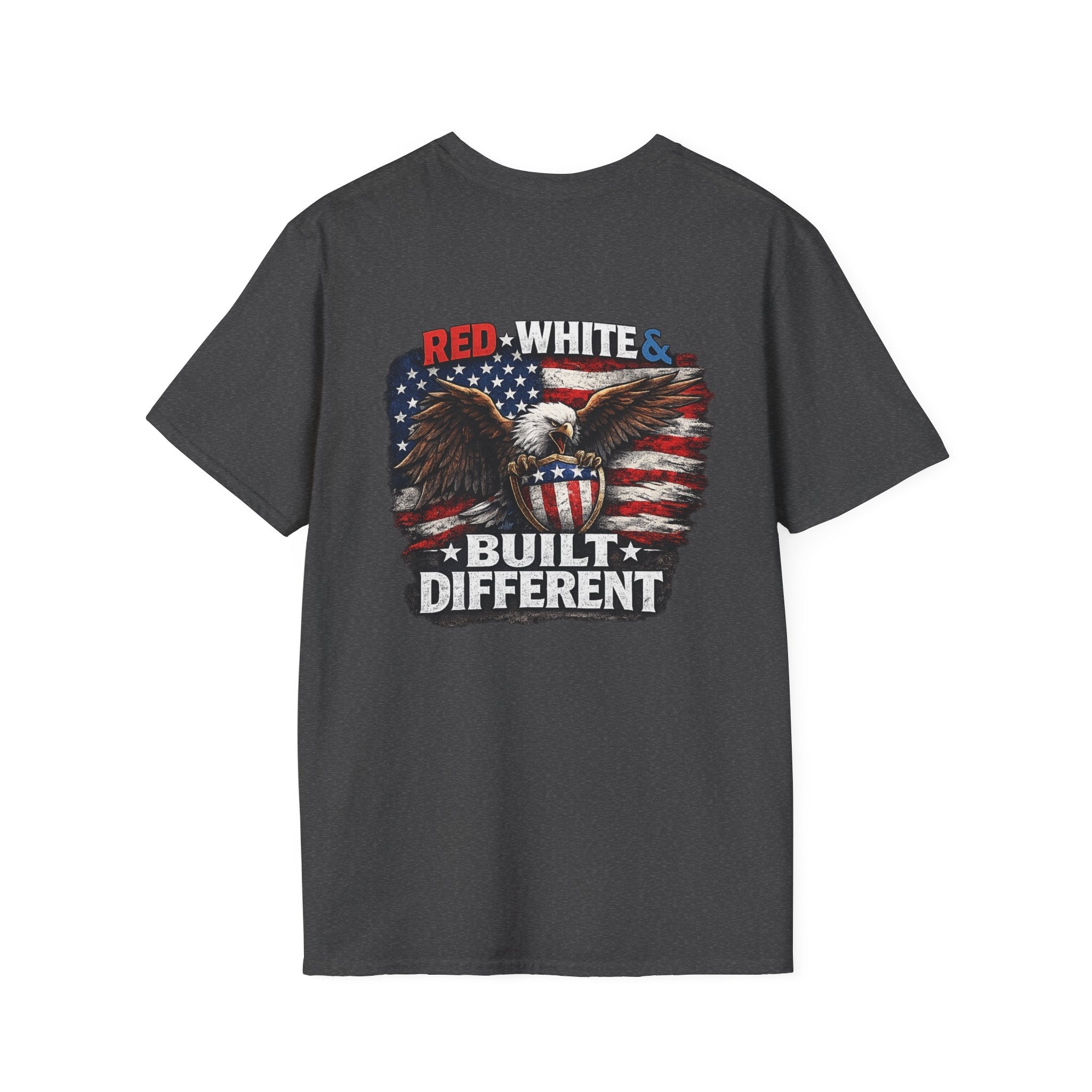 Red White & Built Different T-Shirt — American Eagle Patriotic Graphic Tee - Americas RAGING Politics