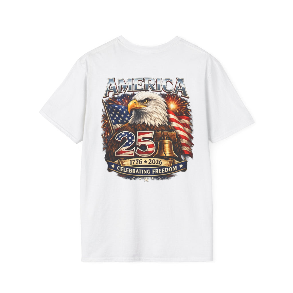 Patriotic Raging USA Shield T-Shirt — Small Chest Emblem, Fourth of July Tee - Americas RAGING Politics