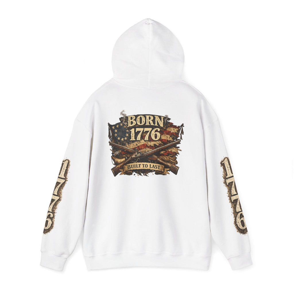 1776 Patriotic Hoodie – "Born 1776" American Flag Design - Americas RAGING Politics
