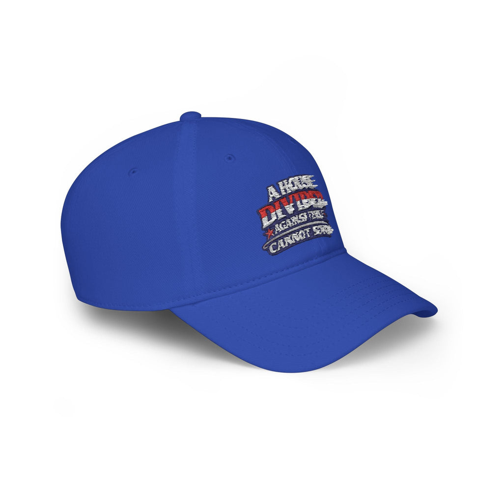 Low Profile Baseball Cap - "A House Divided Against Itself Cannot Stand" Patriotic Embroidered Hat - Americas RAGING Politics