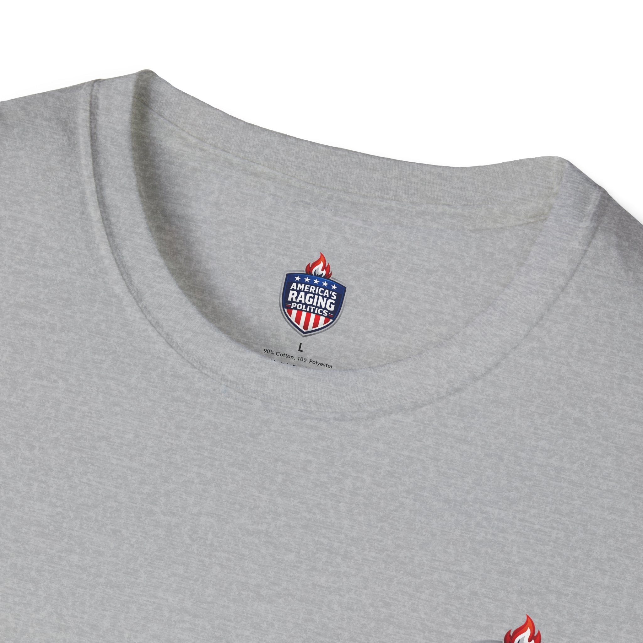 Flip - Flop Factory Graphic T-Shirt — Funny Political Satire Back Print - Americas RAGING Politics