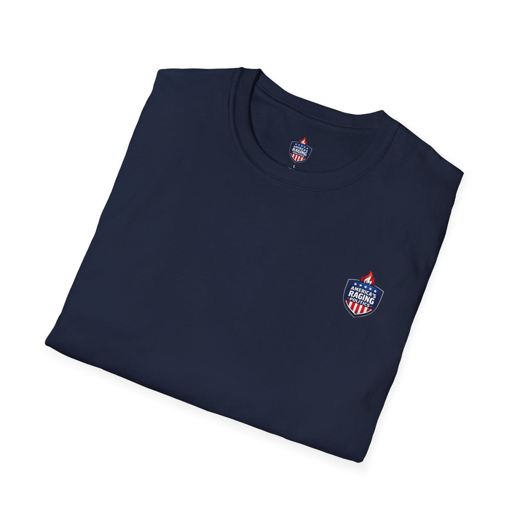 Flip - Flop Factory Graphic T-Shirt — Funny Political Satire Back Print - Americas RAGING Politics