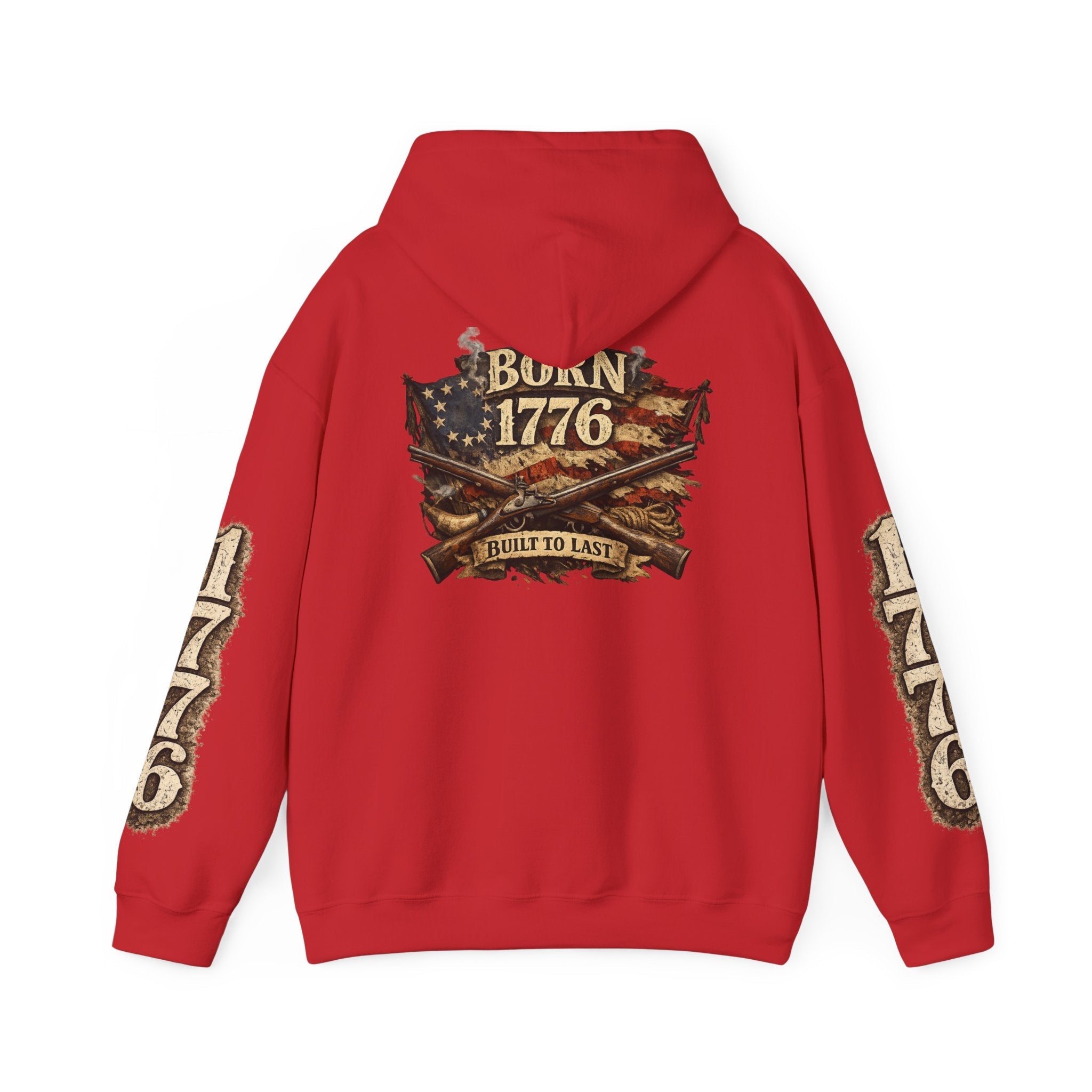 1776 Patriotic Hoodie – "Born 1776" American Flag Design - Americas RAGING Politics