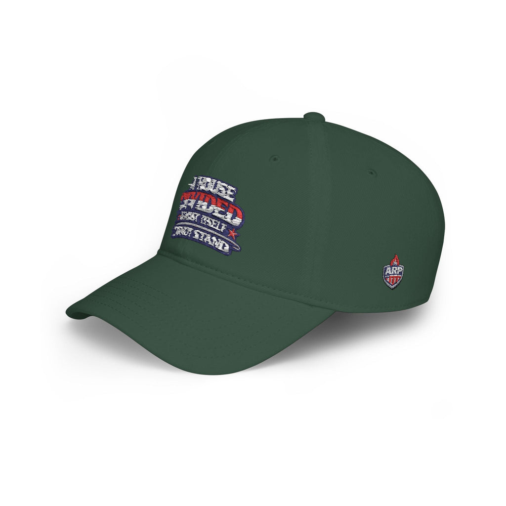 Low Profile Baseball Cap - "A House Divided Against Itself Cannot Stand" Patriotic Embroidered Hat - Americas RAGING Politics
