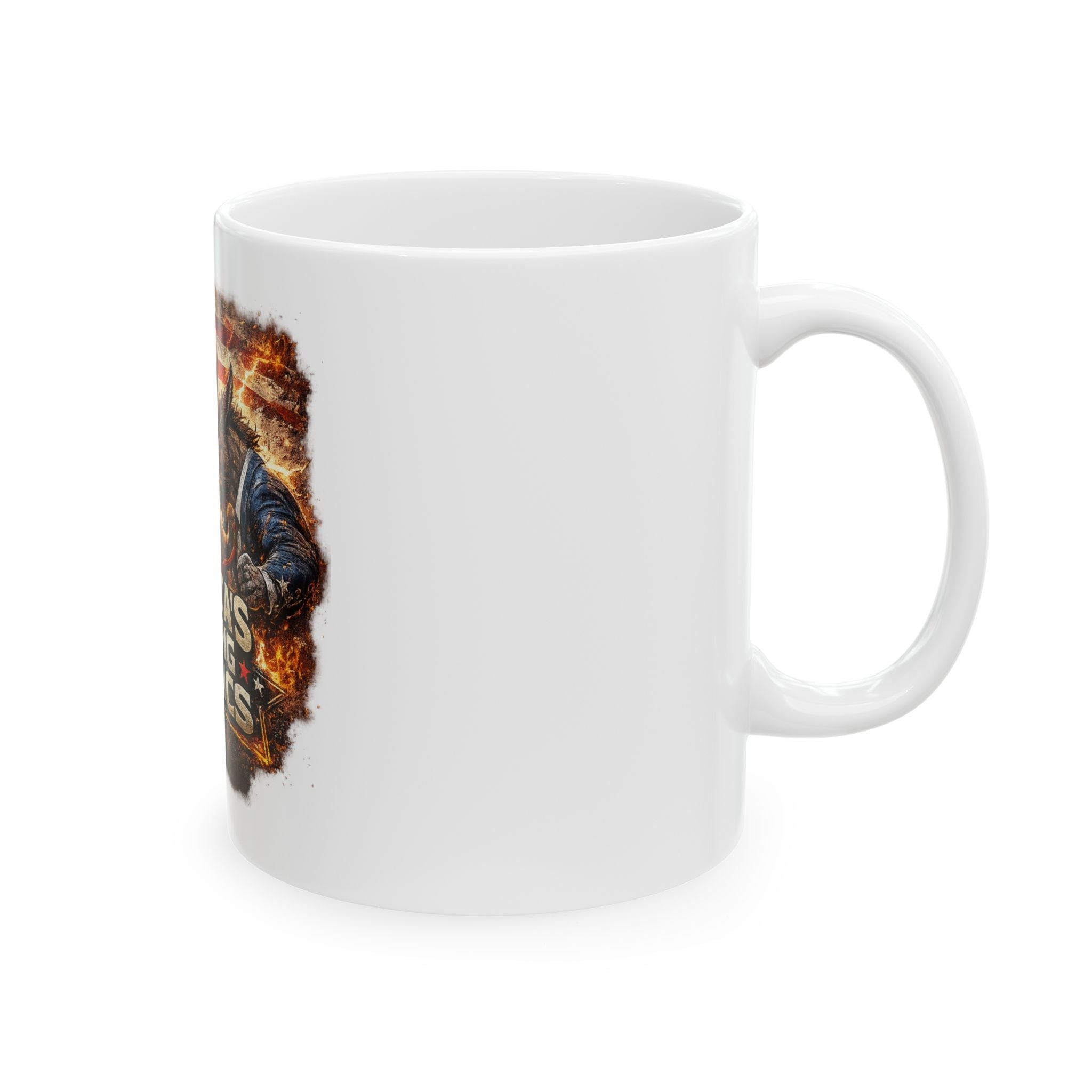 Ceramic Mug - "America's Raging Politics" Patriotic Elephant & Donkey Political Coffee Mug - Americas RAGING Politics