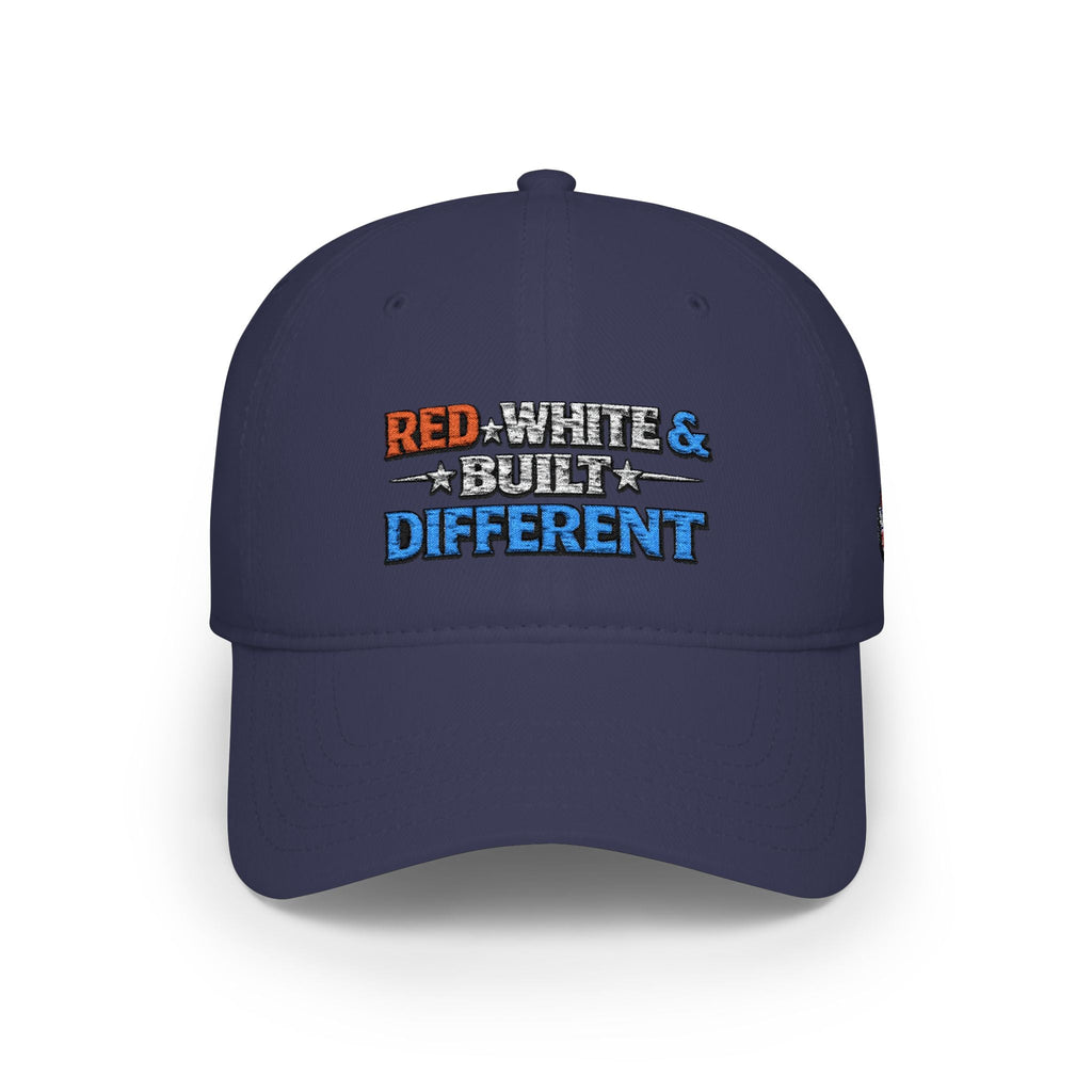 Low Profile Baseball Cap — "Red, White & Built Different" Patriotic Dad Hat - Americas RAGING Politics