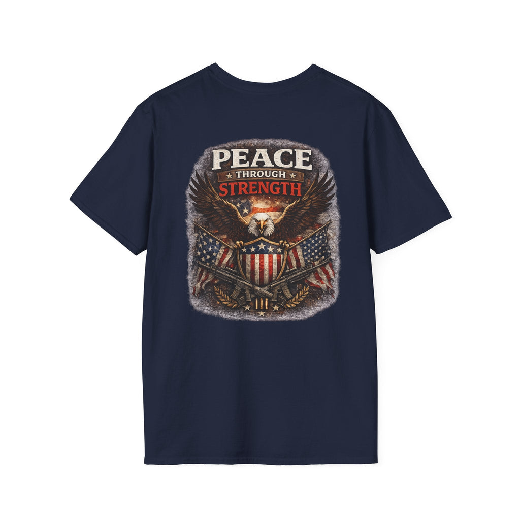 Peace Through Strength – Patriotic Eagle T-Shirt 🇺🇸 - Americas RAGING Politics