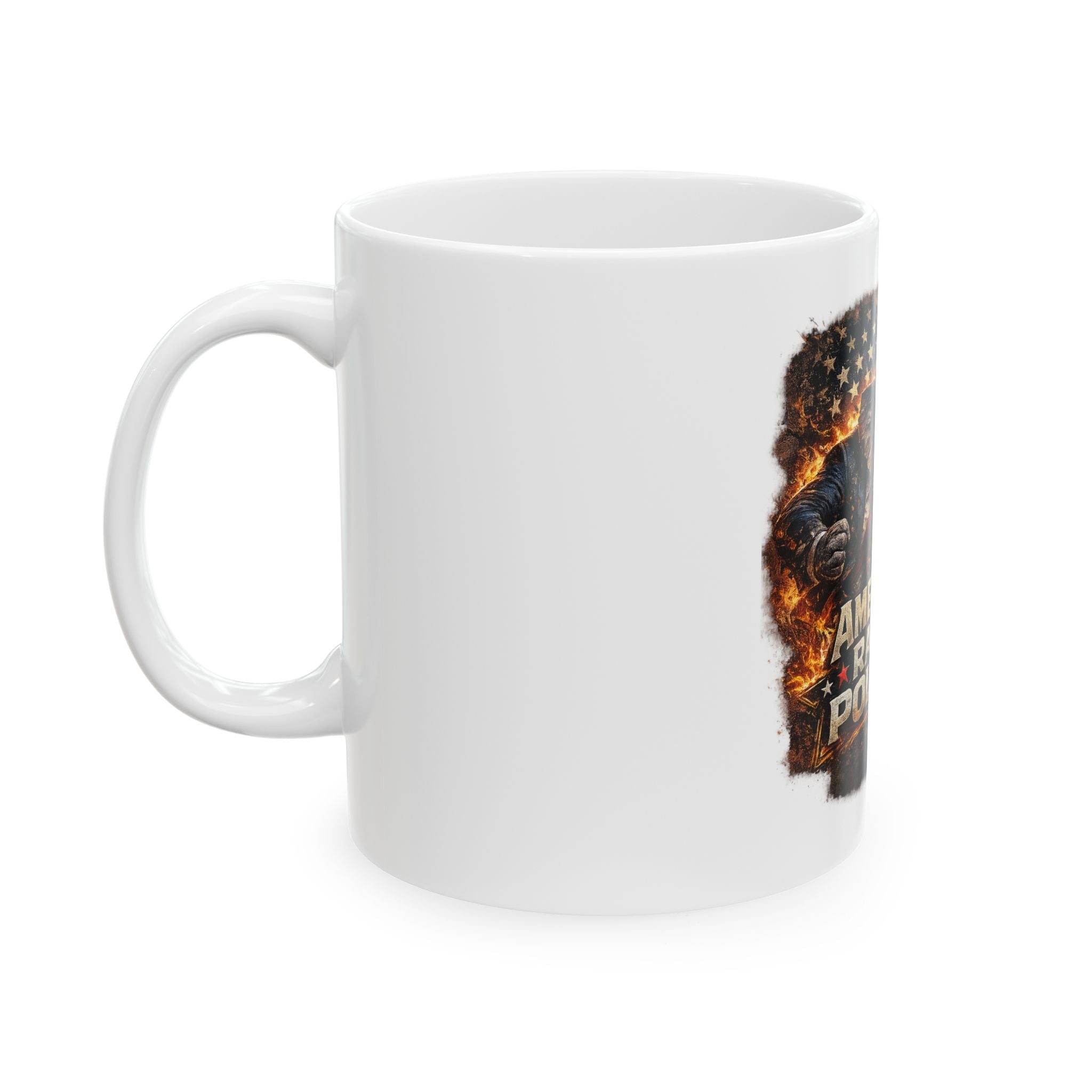 Ceramic Mug - "America's Raging Politics" Patriotic Elephant & Donkey Political Coffee Mug - Americas RAGING Politics
