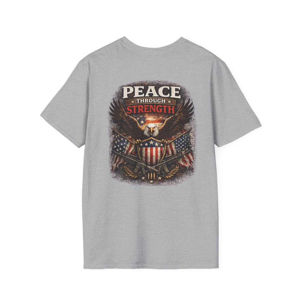 Peace Through Strength – Patriotic Eagle T-Shirt 🇺🇸 - Americas RAGING Politics
