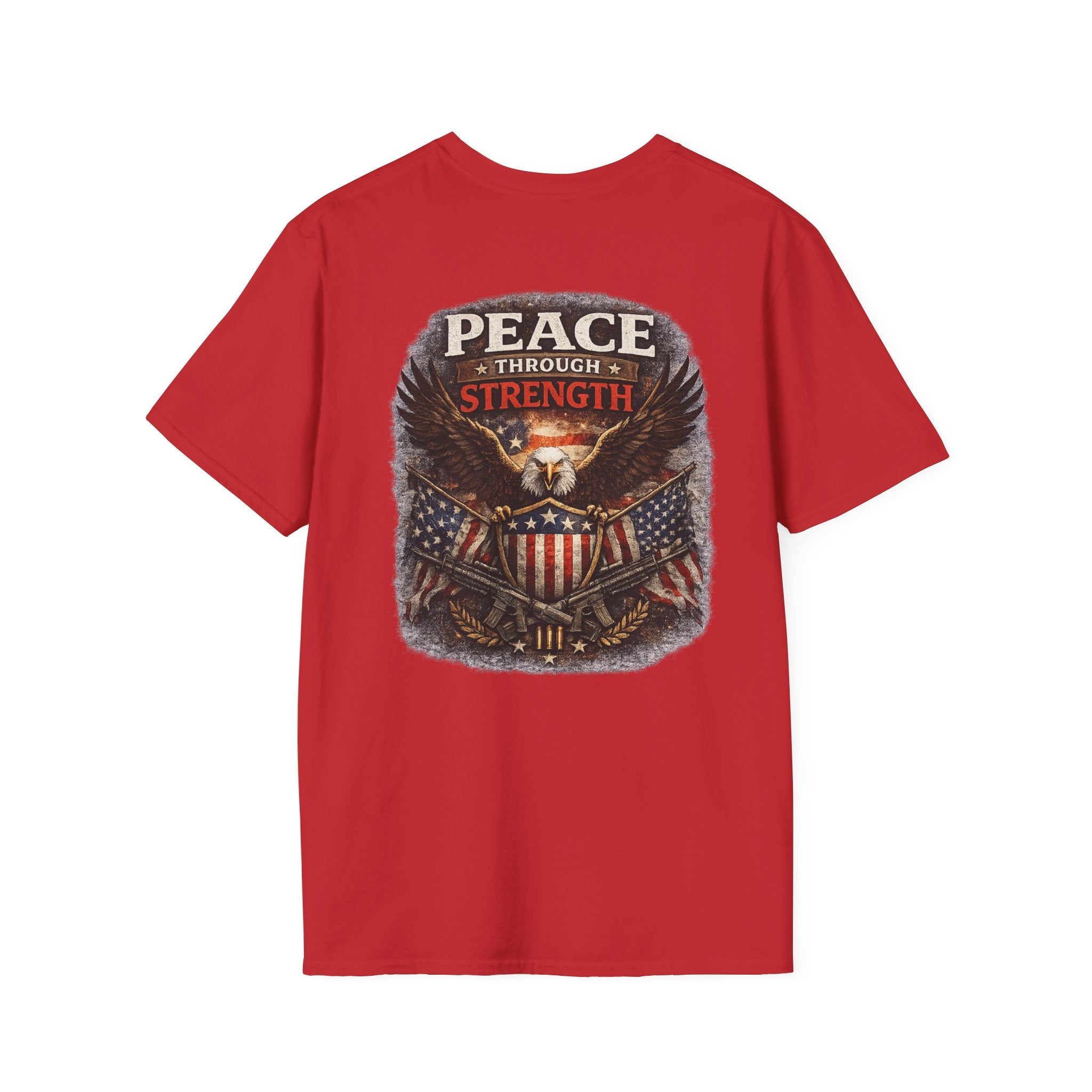 Peace Through Strength – Patriotic Eagle T-Shirt 🇺🇸 - Americas RAGING Politics