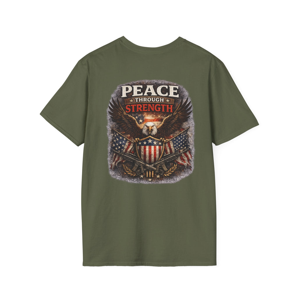 Peace Through Strength – Patriotic Eagle T-Shirt 🇺🇸 - Americas RAGING Politics