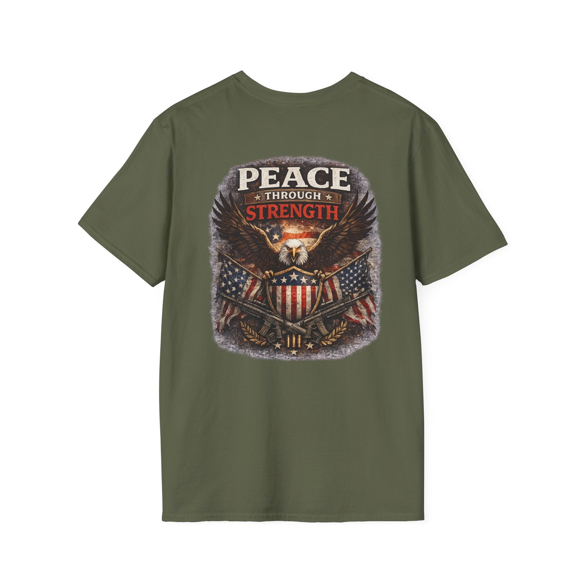 Peace Through Strength – Patriotic Eagle T-Shirt 🇺🇸 - Americas RAGING Politics