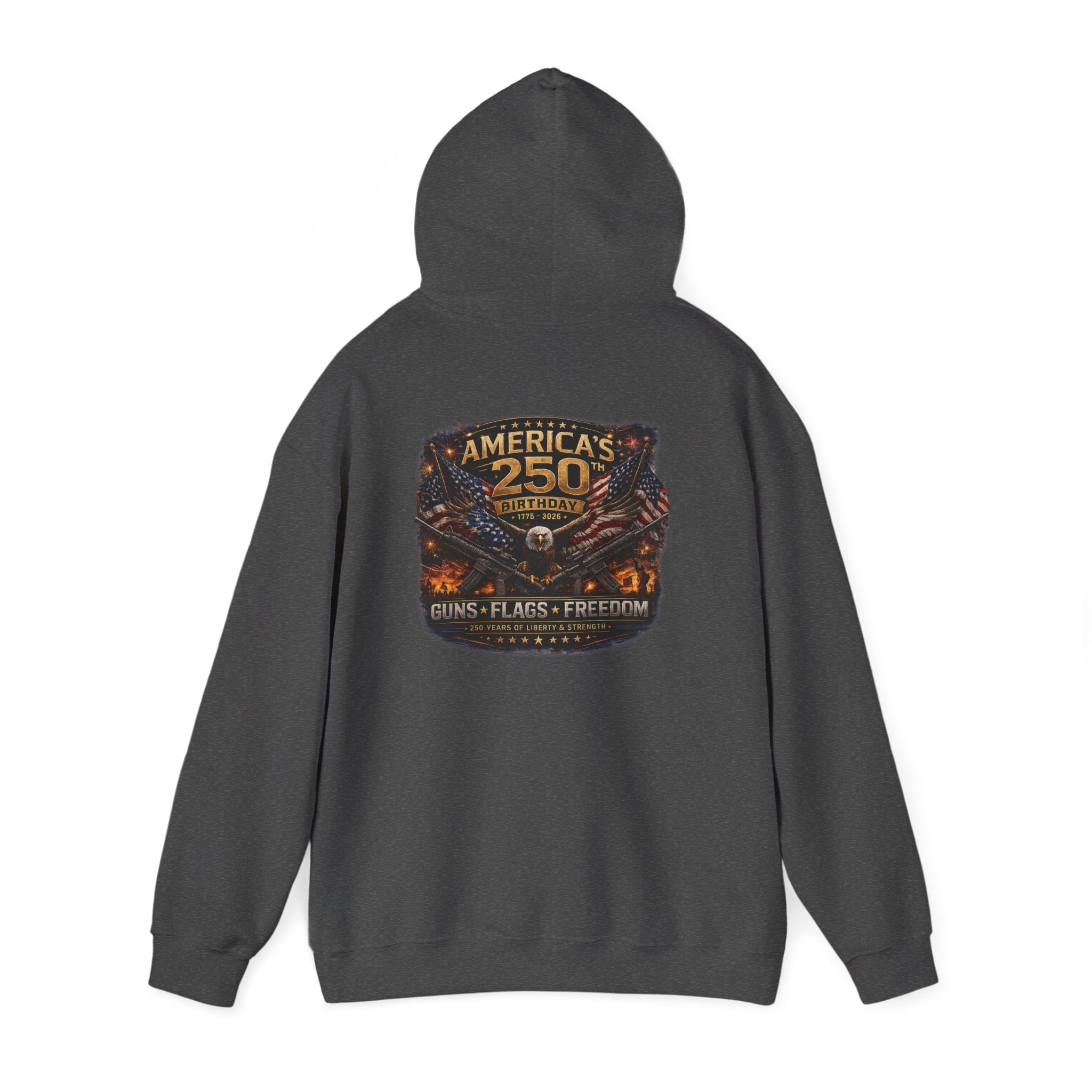 America’s 250th Anniversary Hoodie – Guns, Flags & Freedom Commemorative Sweatshirt - Americas RAGING Politics