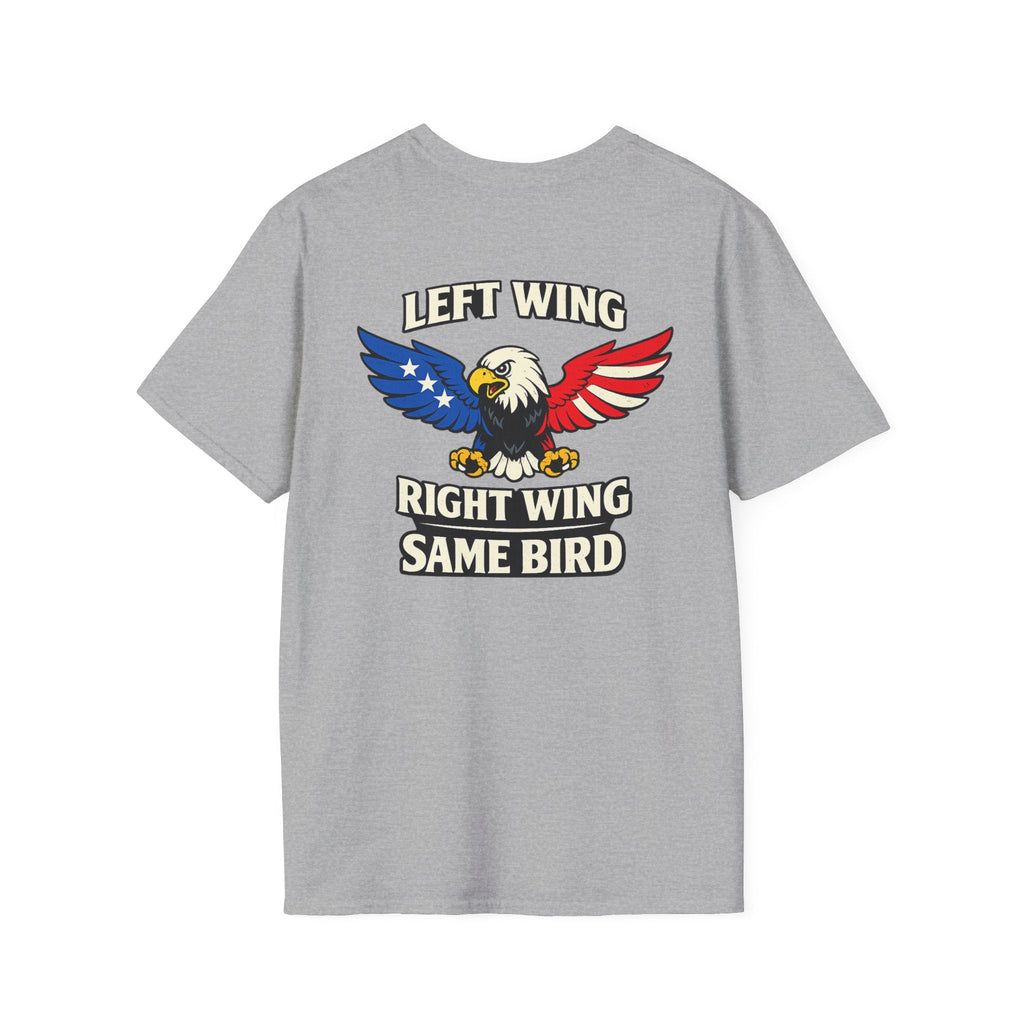 T-Shirt — "Left Wing Right Wing Same Bird" Patriotic Eagle Graphic Tee - Americas RAGING Politics