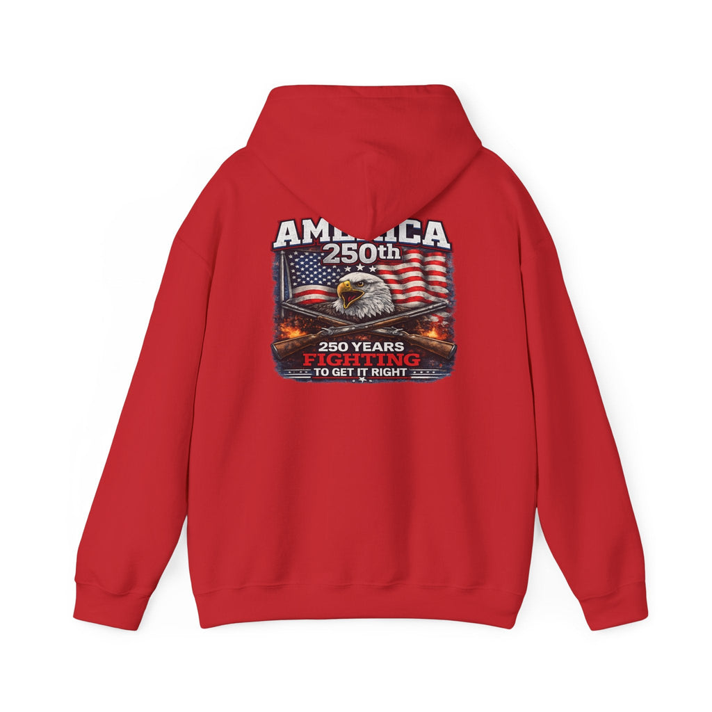 America 250th Anniversary Hoodie – Patriotic Eagle & Flags Sweatshirt - Americas RAGING Politics