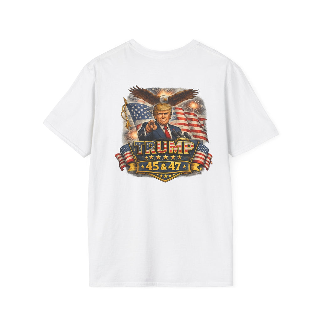 Trump 45 & 47 Patriotic T-Shirt — American Flag Eagle Graphic Tee - Americas RAGING Politics