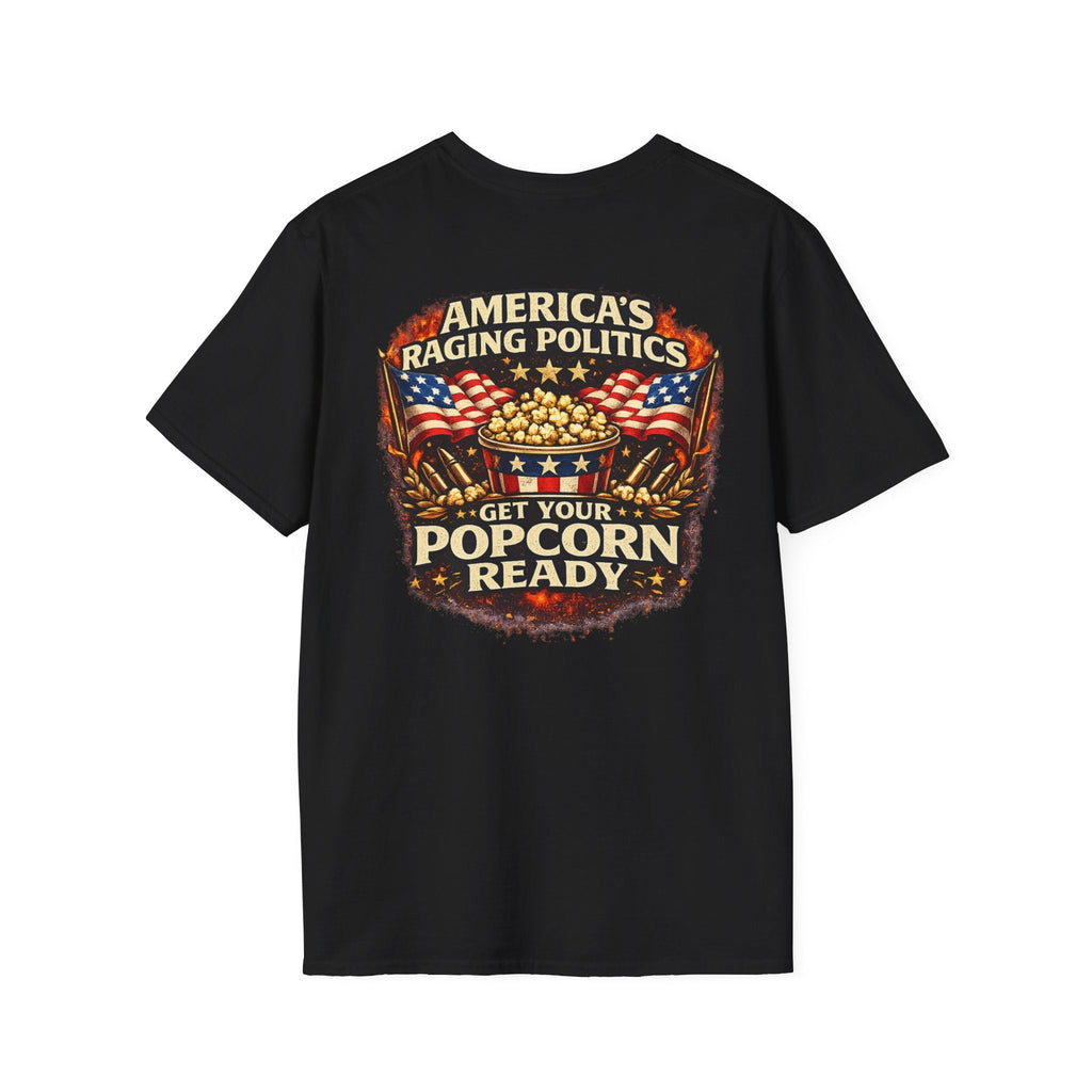America's Raging Politics T-Shirt – "Get Your Popcorn Ready" Patriotic Tee - Americas RAGING Politics