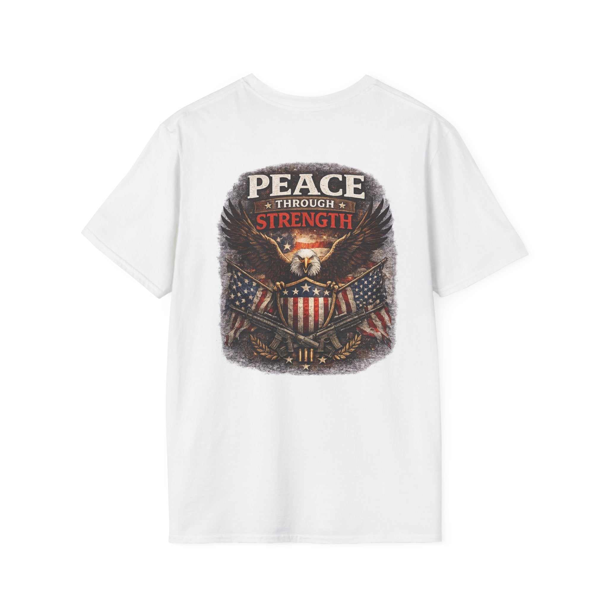 Peace Through Strength – Patriotic Eagle T-Shirt 🇺🇸 - Americas RAGING Politics
