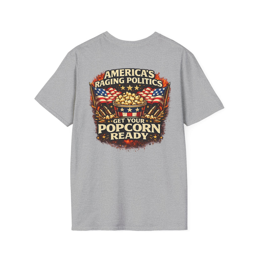 America's Raging Politics T-Shirt – "Get Your Popcorn Ready" Patriotic Tee - Americas RAGING Politics