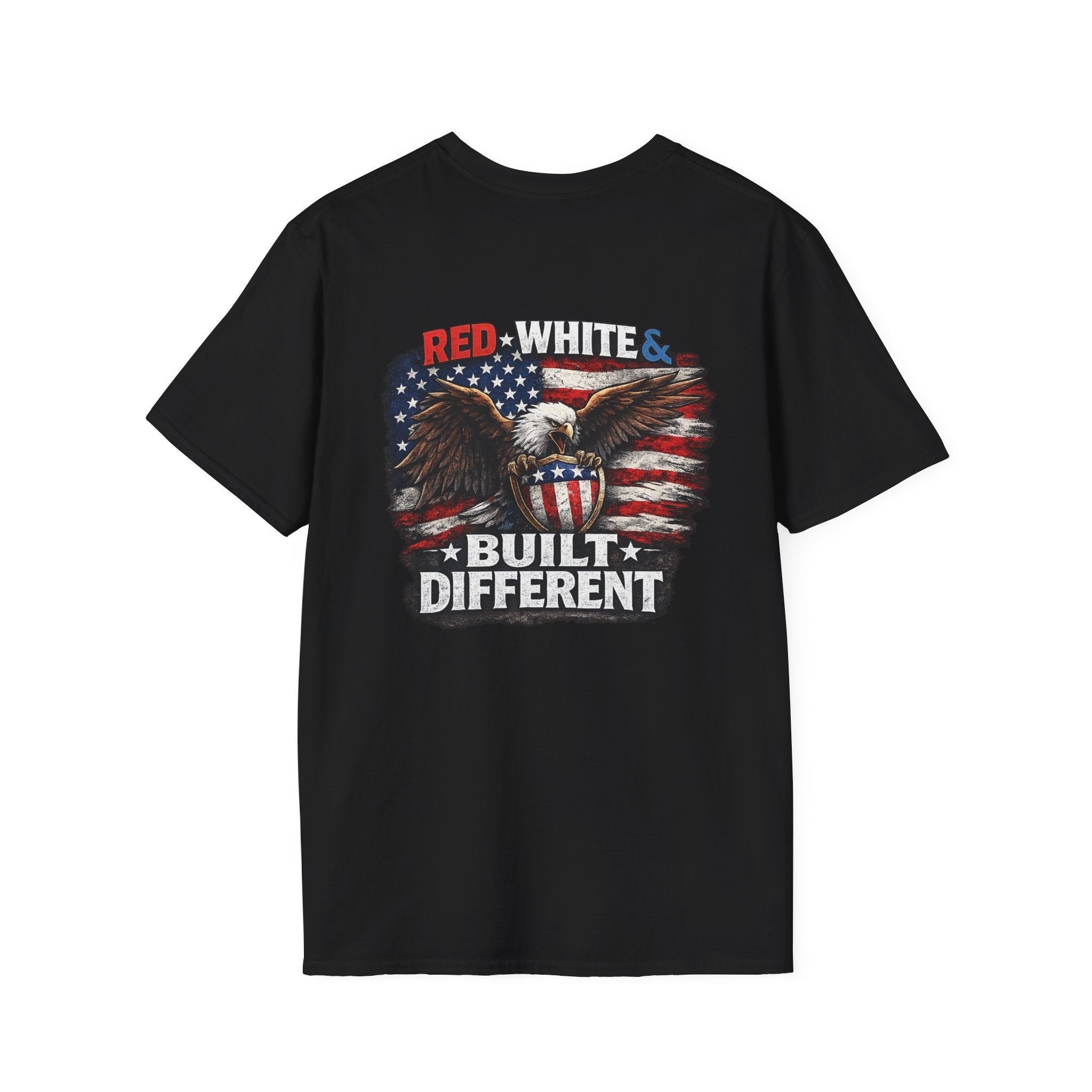 Red White & Built Different T-Shirt — American Eagle Patriotic Graphic Tee - Americas RAGING Politics