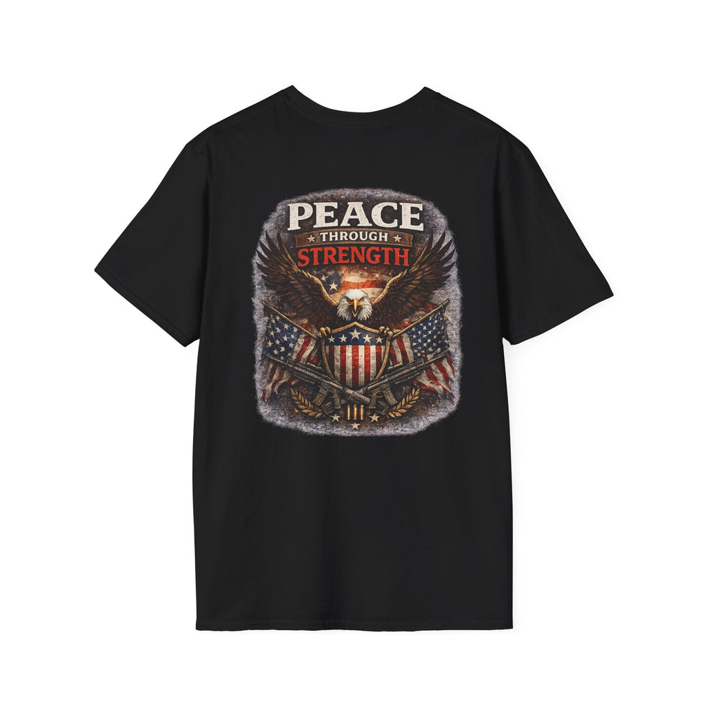 Peace Through Strength – Patriotic Eagle T-Shirt 🇺🇸 - Americas RAGING Politics