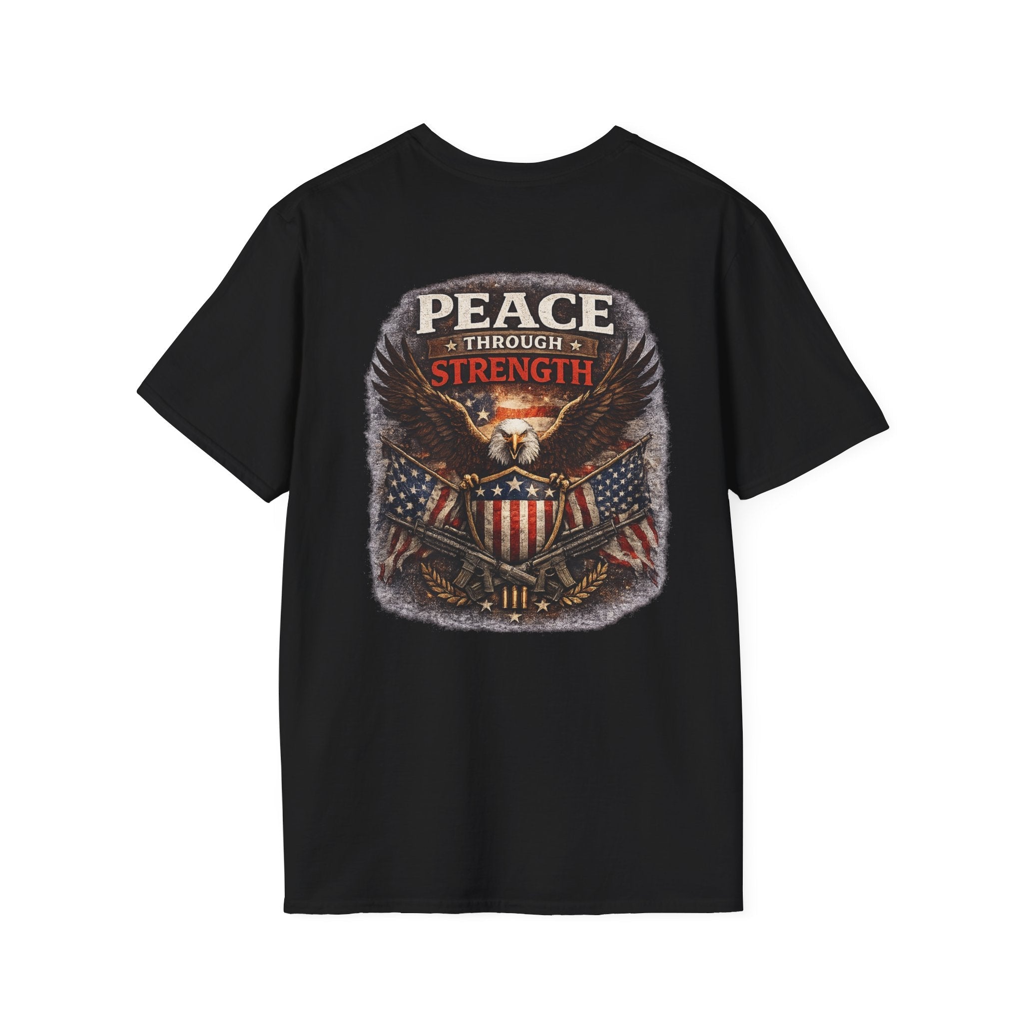 Peace Through Strength – Patriotic Eagle T-Shirt 🇺🇸 - Americas RAGING Politics
