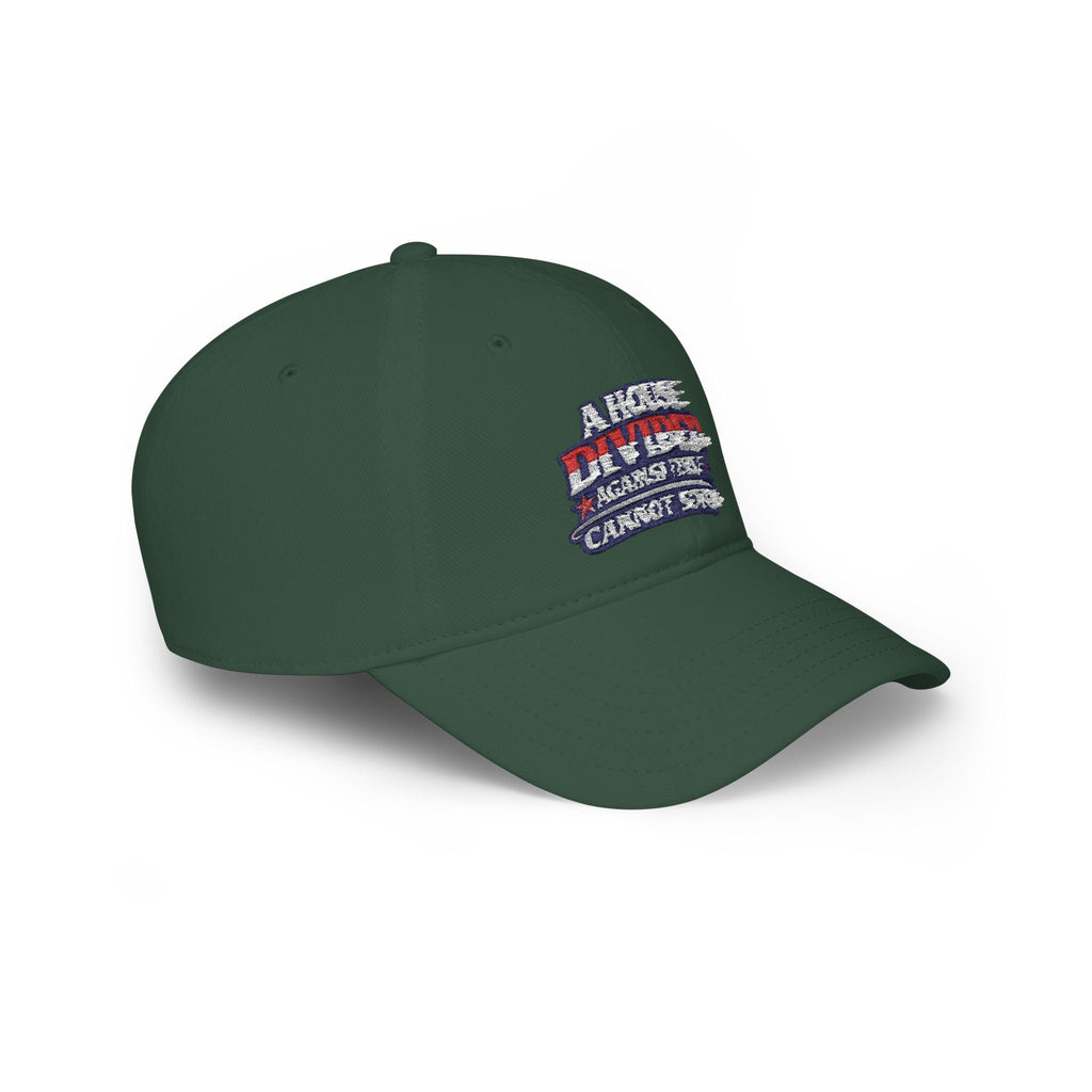 Low Profile Baseball Cap - "A House Divided Against Itself Cannot Stand" Patriotic Embroidered Hat - Americas RAGING Politics
