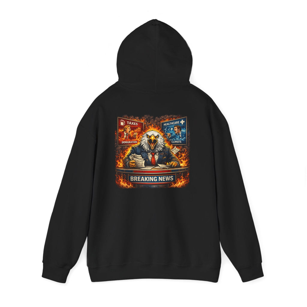 Hoodie — 'Breaking News' Eagle Anchor Graphic Pullover - Americas RAGING Politics