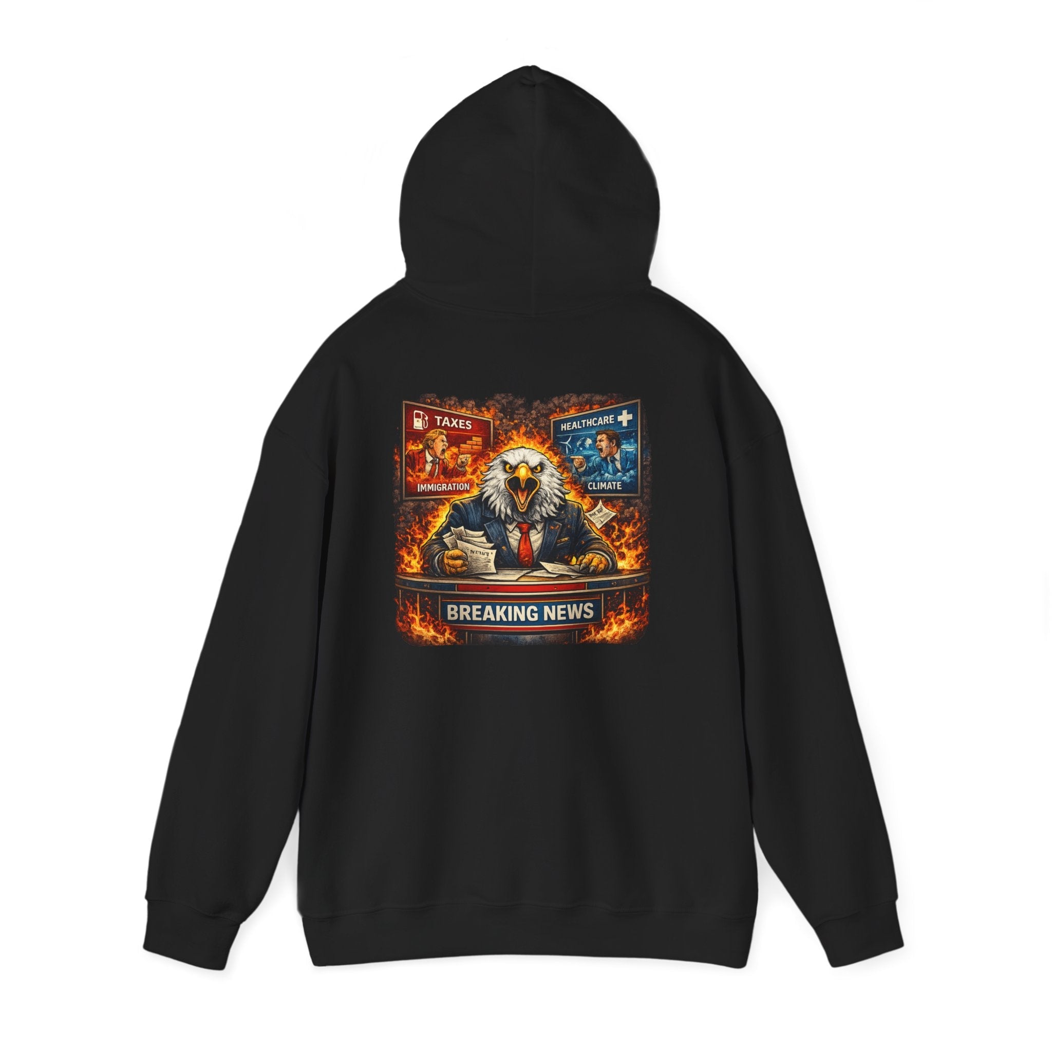 Hoodie — 'Breaking News' Eagle Anchor Graphic Pullover - Americas RAGING Politics