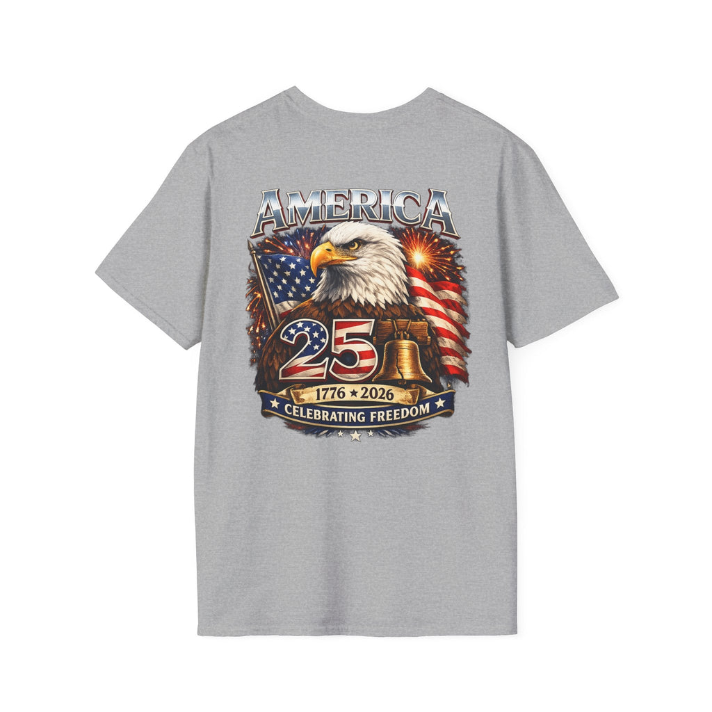 Patriotic Raging USA Shield T-Shirt — Small Chest Emblem, Fourth of July Tee - Americas RAGING Politics