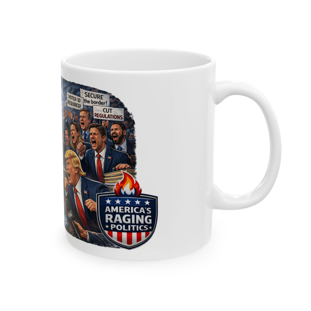 Political Ceramic Mug — Trump vs. Media Coffee Cup (11oz/15oz) - Americas RAGING Politics