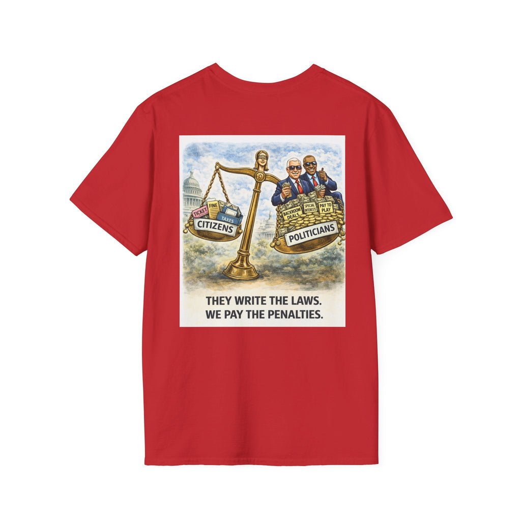 Americas Raging Politics T-Shirt — "They Write the Laws, We Pay the Penalties" - Americas RAGING Politics