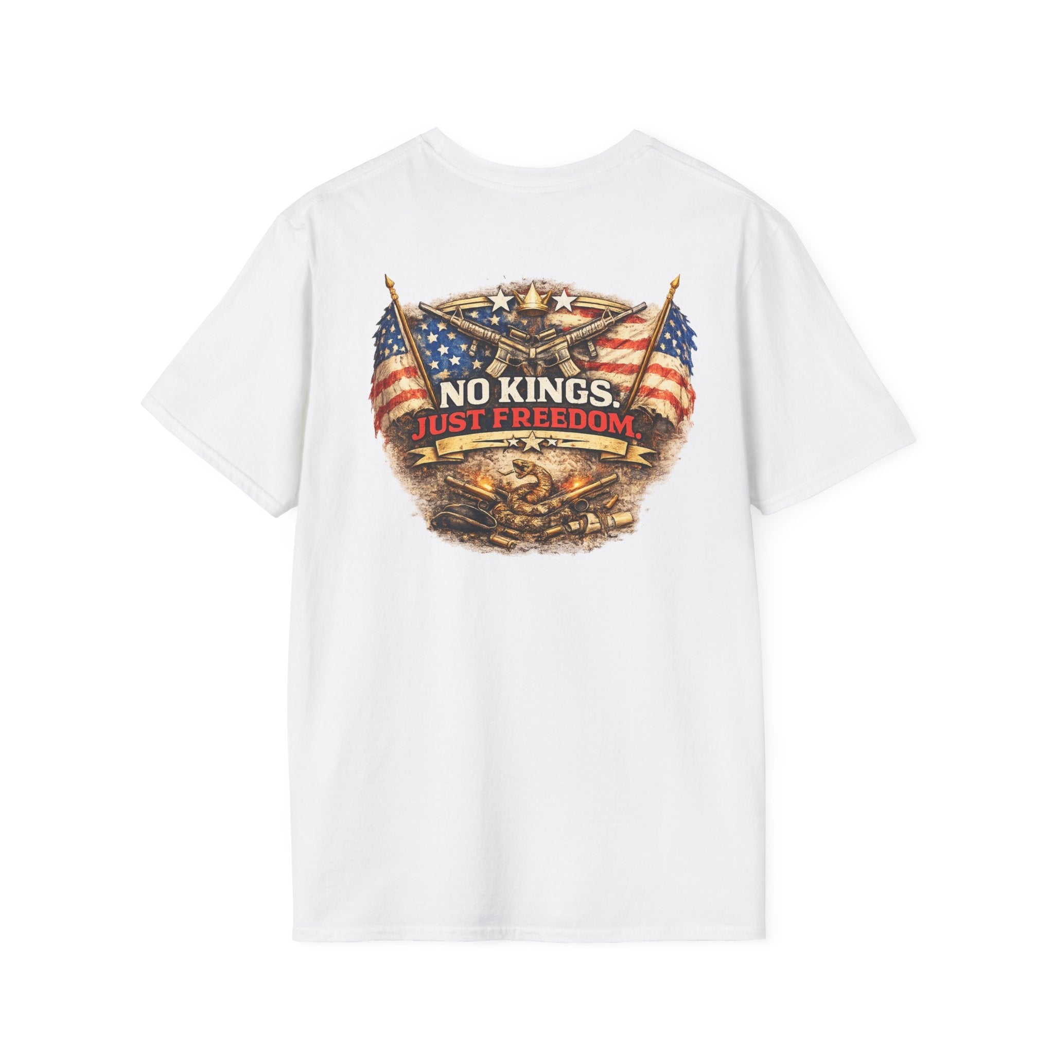 No Kings Just Freedom T-Shirt — Patriotic American Flag Tee - Americas RAGING Politics