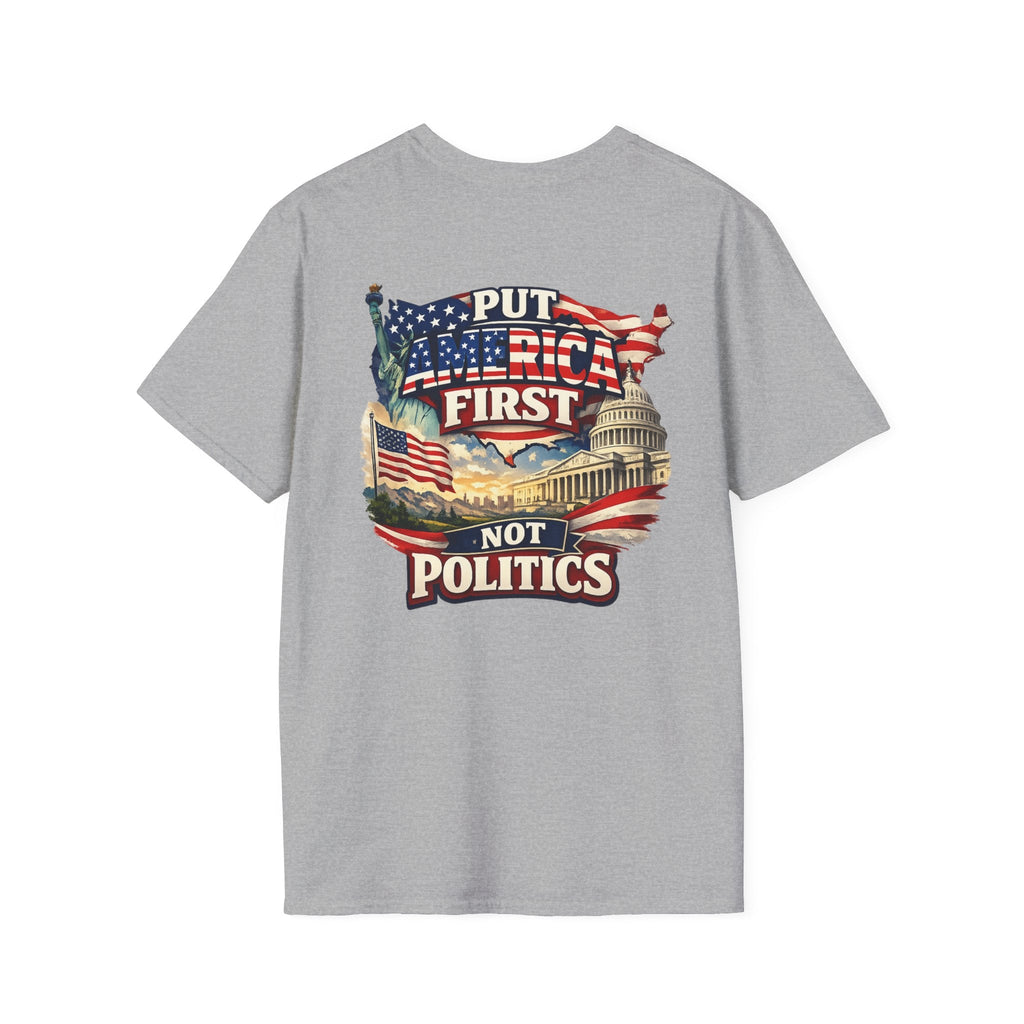 Put America First Not Politics T-Shirt — Patriotic USA Flag Graphic Tee - Americas RAGING Politics